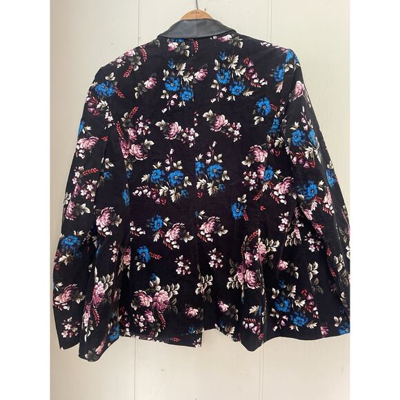 Lane Bryant Floral Print One Button Blazer Jacket Black Velvet 20 - Picture 3 of 7